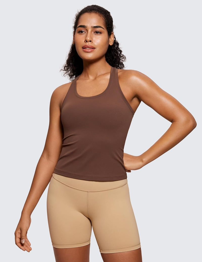 CRZ YOGA Butterluxe Workout Tank Tops for Women Built in Shelf Bras Padded - Racerback Athletic Spandex Yoga Camisole