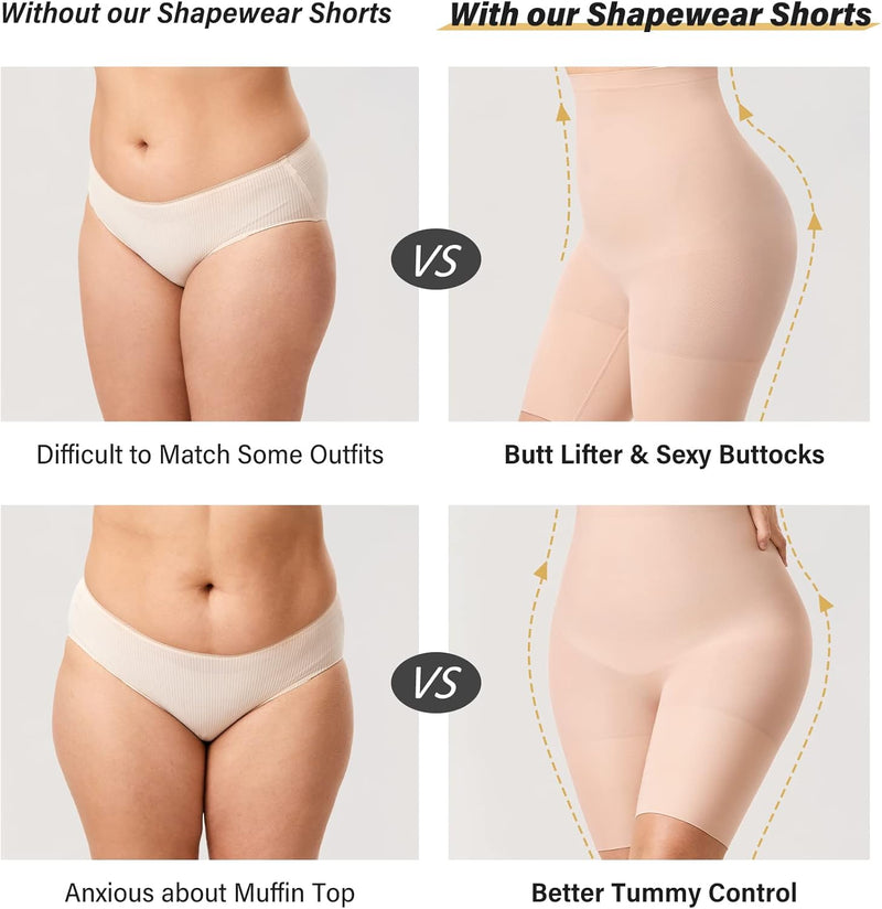 DELIMIRA Women's Shapewear Shorts Panties Tummy Control Plus Size Thigh Slimmer High Waist