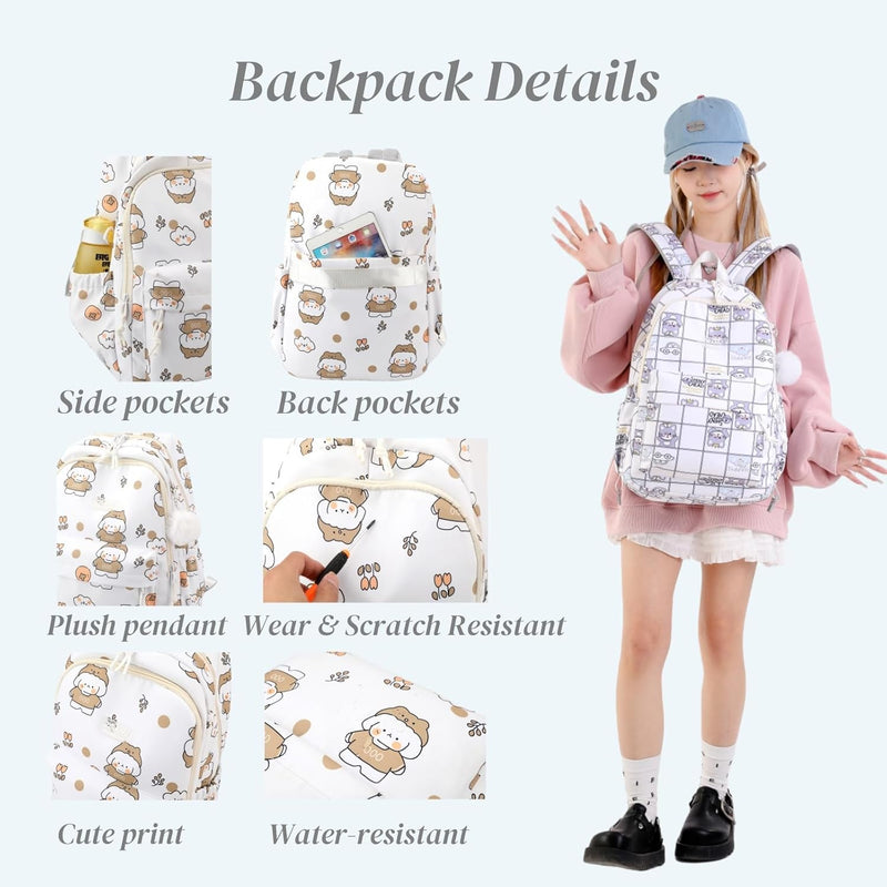 Mfikaryi Cute Cat Casual Daypack Teens Elementary School Backpack Students Bookbag for Girls Boysâ€¦