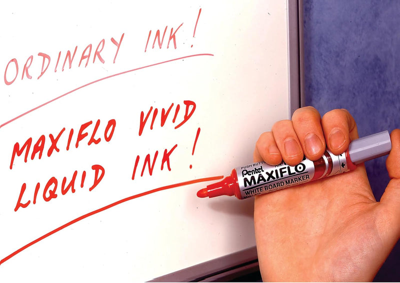 Pentel Maxiflo Mwl5M-Co Drywipe Marker, Blue, Box Of 12