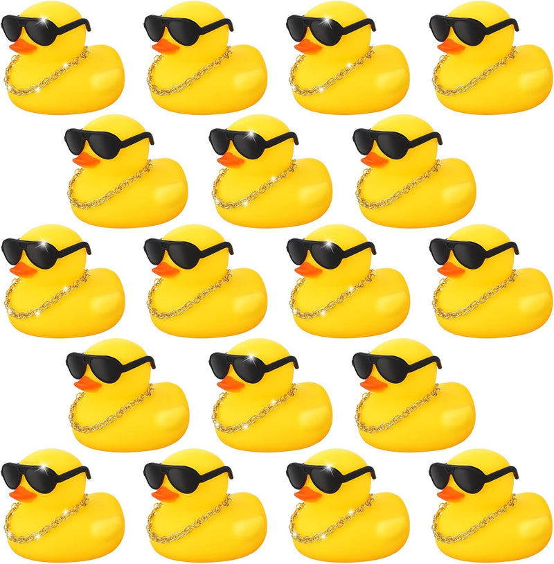 36 Pcs Mini Rubber Ducks Glow in The Dark Rubber Frogs Baby Shower Tiny Rubber Ducks Bulk, Float Bath Toys Bathtub Duckies Mini Frogs for Shower Birthday Party Favors Carnival Gift (Hat Style)