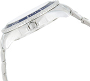 MEN'S SILVERTONE BRACELET WATCH WITH BLUE DIAL - Silver