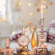 Rtteri 3 Pcs Glass Candlestick Holders Glass Taper Candle Holders Groovy Candlestick Wavy Glass Candlestick Holders Elegant Glass Candlestick Glass Vases for Home Party Centerpiece (Green)
