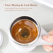 SHOWAY 380mL Self Stirring Mug with Lid Automatic Coffee Cup Electric Stainless Steel Mixing for Milk Cocoa Hot Chocolate