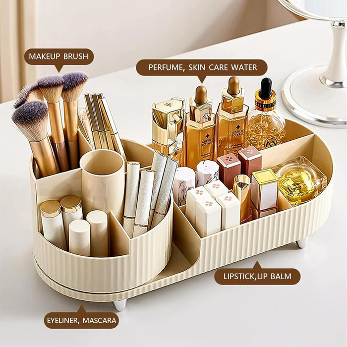 NBLE 360° Rotating Makeup Organizer,Cosmetic Display Case,Cosmetic Organizer Countertop,Makeup Brush Organizer,Vanity & Bathroom Organizer for Skincare, Perfume, Cosmetic, Beauty, Make up (White)