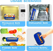 Aputue Bento Box, 1300ml Large Capacity 4 Compartment Meal Prep Container, Leakproof Airtight Lunch Box with Fork Spoon, Portable Food Storage Case for Office School Picnic and Travel Use