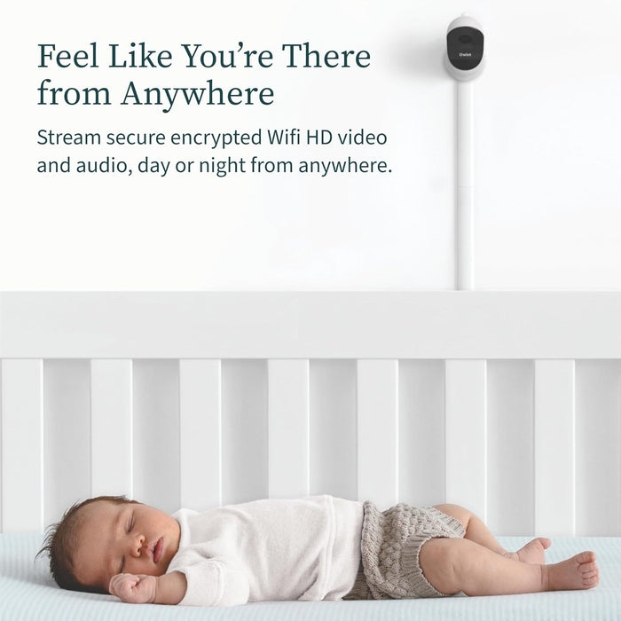 Owlet Cam 2 - Smart Baby Monitor Camera - Stream Secure HD Video and Audio with Night Vision, 4X Zoom, Wide Angle View and Sound, Motion and Cry Notifications - White