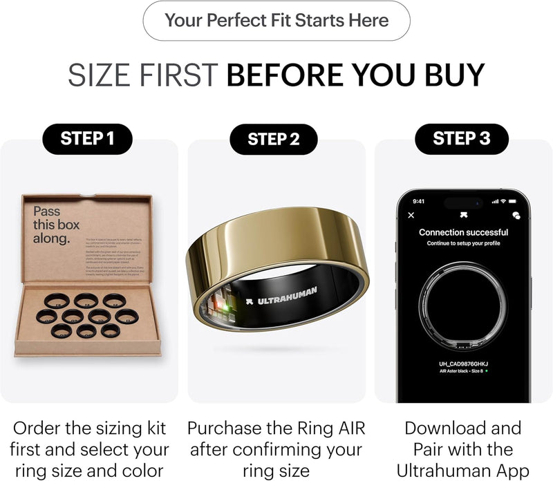 ULTRAHUMAN Ring AIR Sleep and Fitness Tracker, Smart Ring for Men and Women, No app fee for Standard Features, Up to 6 Days Battery Life
