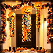 Goodern Halloween Pumpkin Paper Lanterns,3PCS Hanging Halloween Decorations