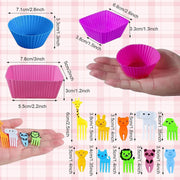 60Pcs Silicone Lunch Box Dividers bento Box Accessories Silicone Cupcake Liners,Bento Lunch Box Dividers with Food Picks for Lunch Containers