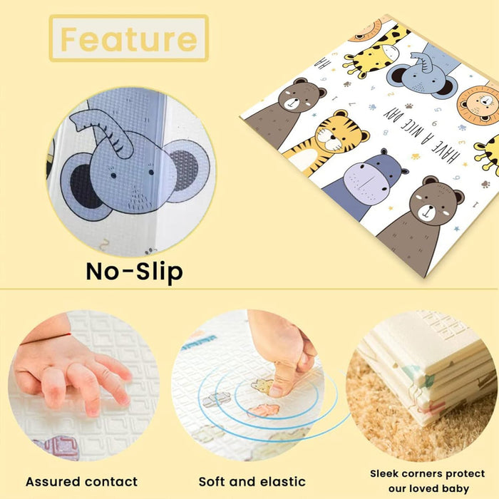 AM ANNA Foldable Baby Play Mat, 200 * 180 * 1.5 CM Extra Large Waterproof Activity Playmats for Babies,Toddlers, Infants, Play & Tummy Time, Foam Baby Mat for Floor,Indoor Outdoor Use (Please Smile)