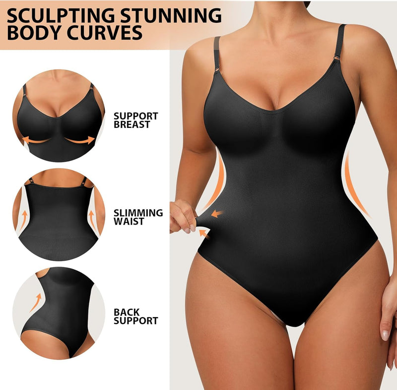 Strapless Shapewear Bodysuit Tummy Control Full Body Shapewear Seamless Butt Lifter Mid Thigh Jumpsuit Tops