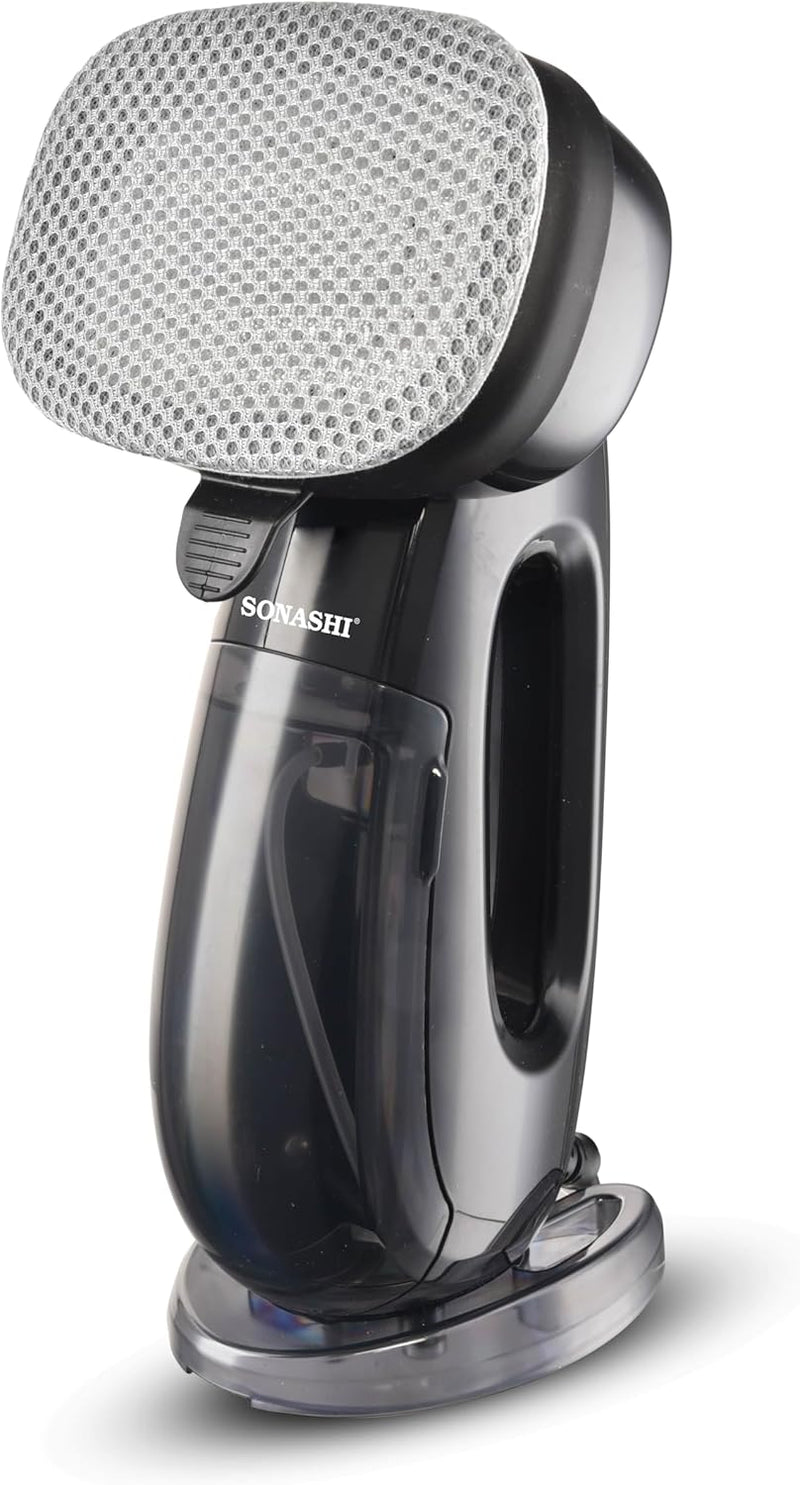 Sonashi Garment Steamer With Digital LED Display | 3 Level Steams | Continuous Work -30 Min With Auto-Shut Off Function | Detachable Tank Capacity & Removable Fabric Brush 300 ml 2000W SGS-323 Black