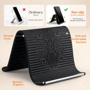 Flexible Phone Holder, Foldable Aluminum Anti-Slip Stand for Travel Airplane Desk Treadmill, Universal Silicone Mount Compatible with Phone Tablet Laptop, Black