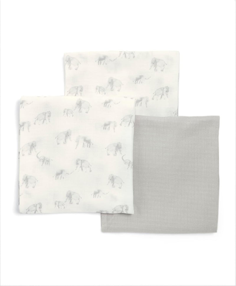 Mamas & Papas 3 Pack Muslin Squares Large, Elephant