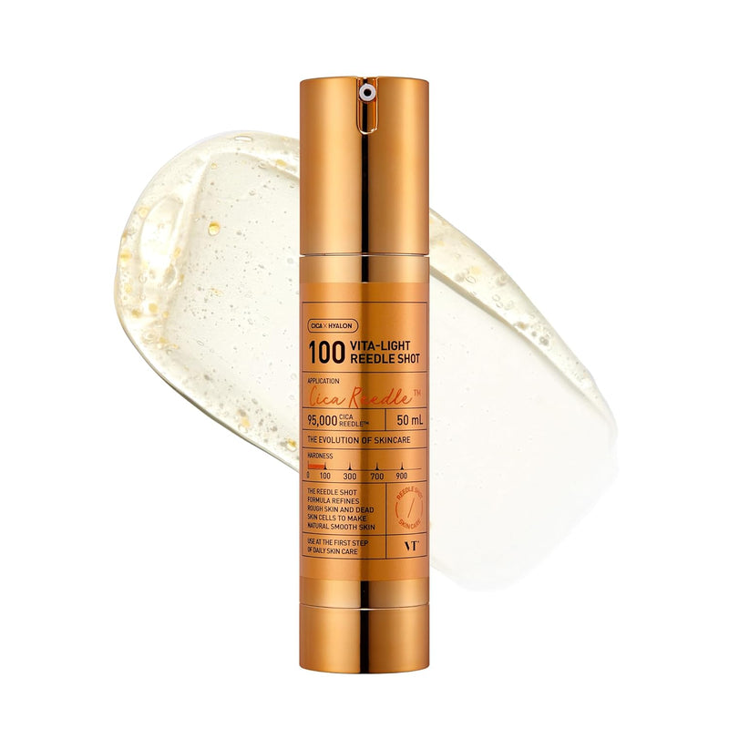 VT Cosmetics Vita-Light Reedle Shot 100 | Serum with Vitamin C Capsules, Vitamin E, Hydrating Care, Korean Skincare for Sensitive Skin 1.69Fl Oz(50ml)