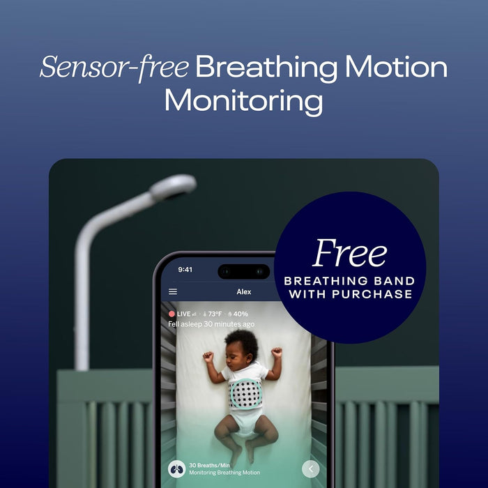 Nanit Pro Smart Baby Monitor & Wall Mount – Wi-Fi HD Video Camera, Sleep Coach and Breathing Motion Tracker, 2-Way Audio, Sound and Motion Alerts, Nightlight and Night Vision, Includes Breathing Band
