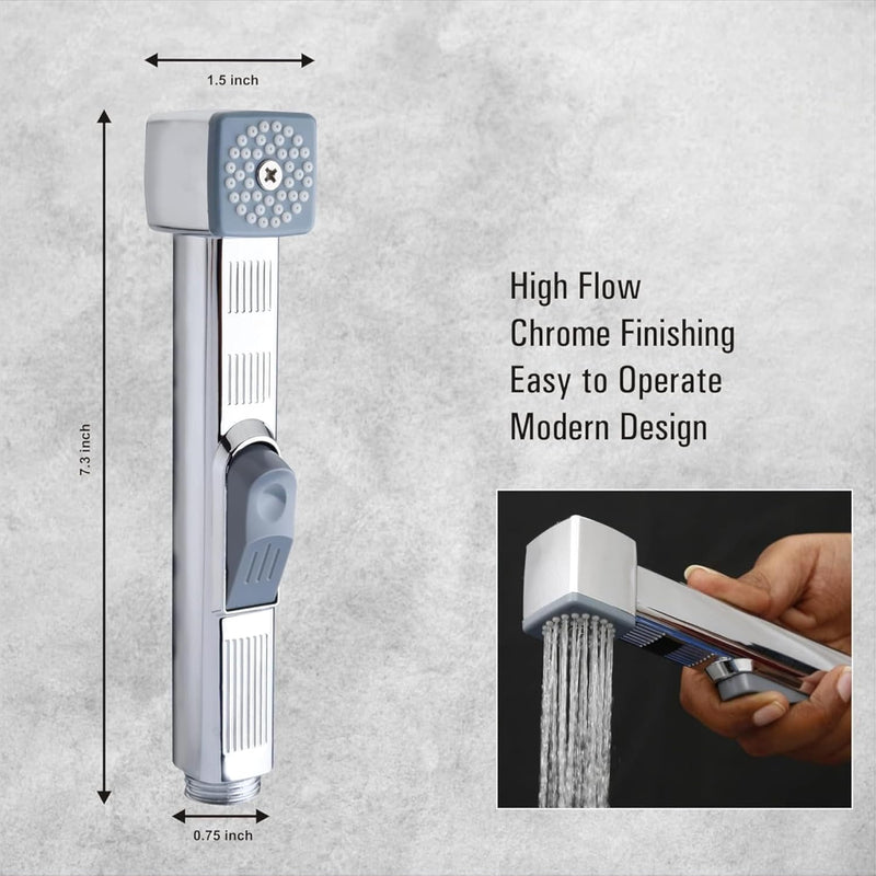 AZTON_IT-3060 Premium Chrome Handheld Bidet Sprayer Set 47” Stainless Steel Hose, Wall-Mounted Shattaf for Toilet, Personal Hygiene & Baby Cloth Diaper Washer Leak-Proof and Easy Installation