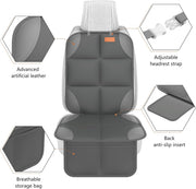 Smart elf Car Seat Protector, 2Pack Seat Protector Protects Child Seats with Thickest Padding and Non-Slip Backing Mesh Pockets for Baby and Pet, Black