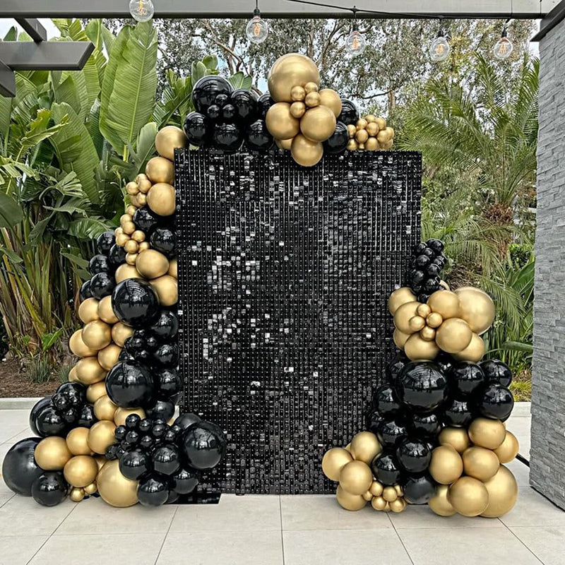 LJIE-House Champagne Shimmer Wall Backdrop Shimmer Panels Sequin Backdrop 36PCS Glitter Party Backdrop for Birthday Wedding Anniversary Engagement Baby Shower & Bachelorette Decorations Party
