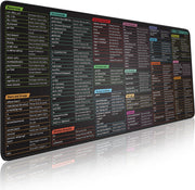 Glittery Garden Excel Shortcut Keys Mouse Pad - Extended Large XL Cheat Sheet Gaming Mousepad PC Office Spreadsheet Keyboard Mat Non-Slip Stitched Edge - 15.7"L x 11.8"W Linux