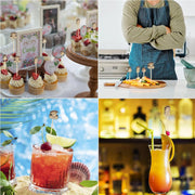 25 Pcs Fruit-Shaped Cocktail Picks 12 CM (4.7 Inch) Bamboo Appetizer & Drink Sticks Assorted Fruit Designs, Natural Wood, for Snacks & Drinks