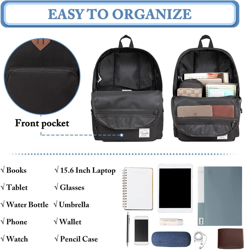VASCHY Backpack for Women Men, Ultra Lightweight School Bag for Kids Teen Boys Girls, Casual Daypack Work, Travel