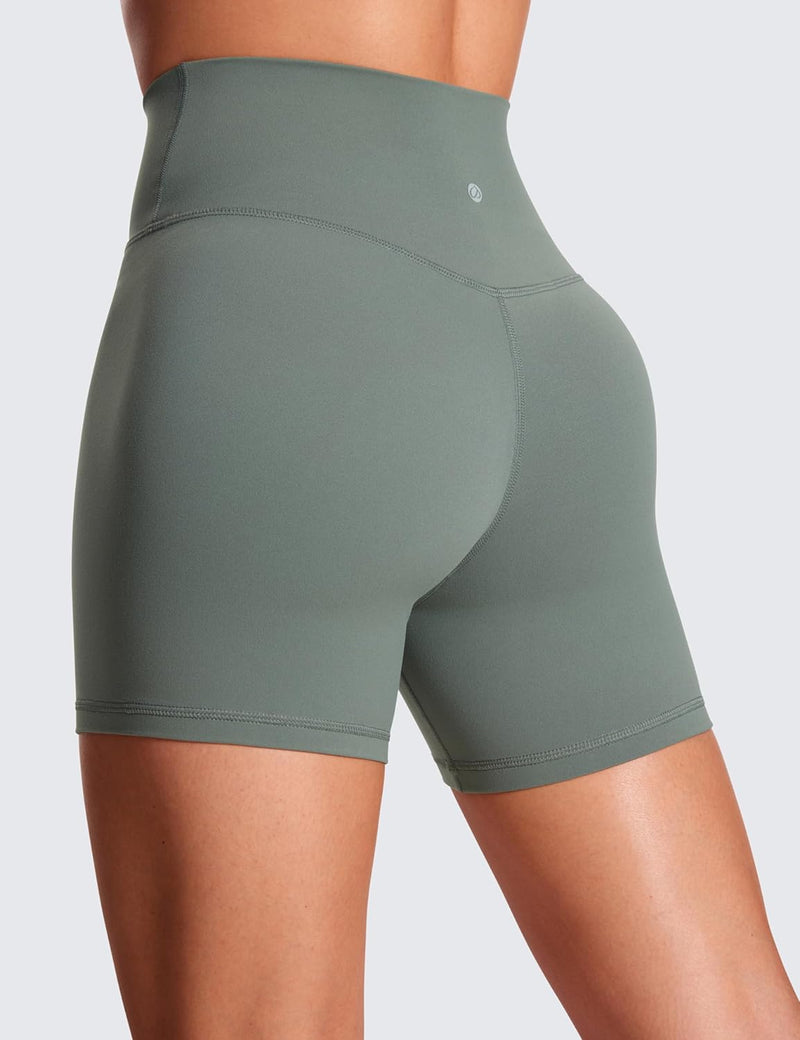 CRZ YOGA Womens Butterluxe Crossover Biker Shorts 5 Inches - Criss Cross High Waisted Workout Yoga Buttery Soft