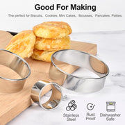 Round Cookie Biscuit Cutter Set, 12 Graduated Circle Pastry Cutters, Heavy Duty Commercial Grade 18/8 304 Stainless Steel Cookie And Dough Cutters, MK05-13 - metallic silver