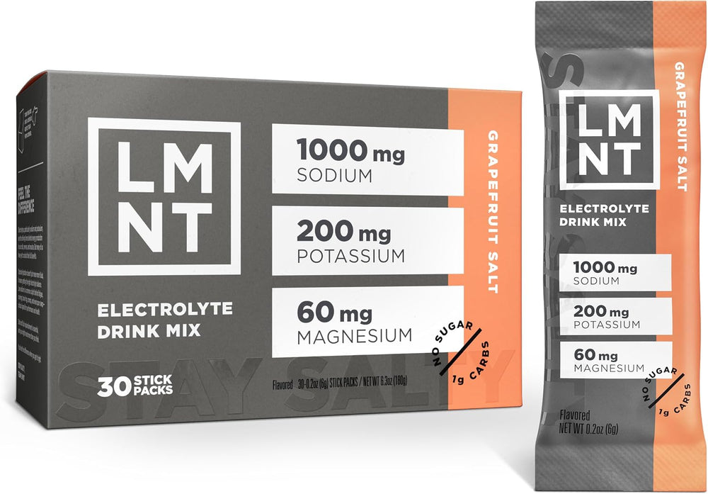 Drink LMNT Zero-Sugar Electrolytes - Grapefruit Salt - Hydration Powder Packets No Dodgy Ingredients Keto & Paleo Friendly 30 Sticks