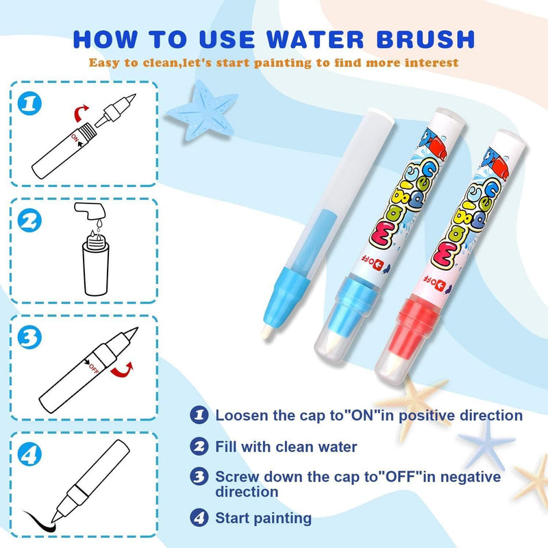 SKY-TOUCH Magic Water Doodle Mat,Extra Large Mess Free Colouring Baby Paint Mat,Aqua Water Doodle Mat,Mess Free Colouring Mat,Toddler Toys for 2 3 4 5 Year Old Boys Girls,100 80cm