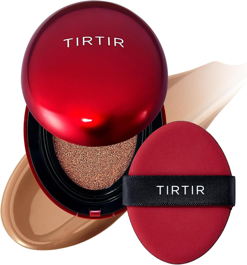 Mini Size TIRTIR Mask Fit Red Cushion Foundation Japan's No.1 Choice for Glass skin, Long-Lasting, Lightweight, Buildable Coverage, Semi-Matte (21N Ivory, 4.5g (Pack of 1)) - 37C Almond 0.15 Fl Oz (Pack of 1)