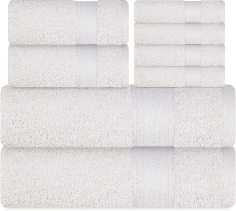 Cannon Bath Towel, 70x140 cm, 8 Piece Set, 2 Piece of 70x140cm bath towel, 2 Piece of 41x71cm Hand Towel & 4 Piece of 33x33cm Wash Cloth,100% Cotton for Bathroom, Spa & Gym (LINEN)