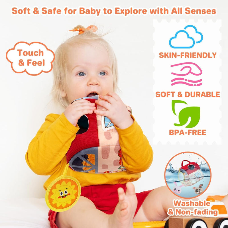 Moonmen 23 Pcs Montessori Toys for Babies 0-3-6-12 Months, 3 in 1 Soft Baby Teething Toys and Stacking Building Blocks for Sensory Developmental Education of Toddlers 12-18 Months