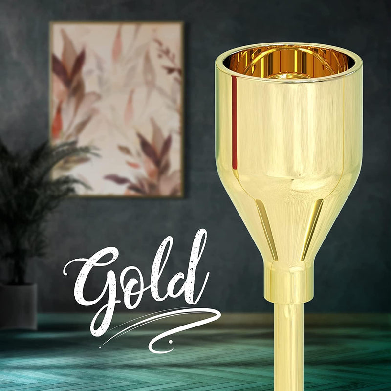 REVHQ Gold Candle Holders,Set of 3 fit for 3/4" Tall Taper Yellow Gold Candlestick&Led Modern Metal Candles, Elegant Stands Decorative Table Centerpieces for Dinning Party Church,Decorative Fitting
