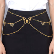 Women's Hang Low Multi Link Waist Chain, Waist Chain Belt in Gold Tone Mult Layer Women Metal Chain Belt, Adjustable Waist Link Belt Skinny Waistband Chain Decor Belts for Dress Jeans