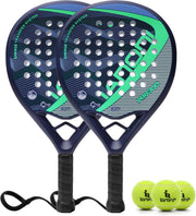 Padel Racket Carbon Fiber Surface with EVA Memory Flex Foam Core Padel Tennis Racquets Lightweight - 8300-green-2pcs