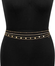 AMZSTRU Waist Belly Chain 4Pcs Adjustable Metal chain belt gold for Women Boho Multilayer Long Tassel waist chain gold Summer Body Beach Jewelry for Women Dress Skirt