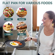 Crepe Pan, Nonstick Ceramic Dosa Tawa Pan for Pancake Omelette Tortilla Frying, Ergonomic Handle, 28 cm, Suitable for All Stoves Home Kitchen Cooking