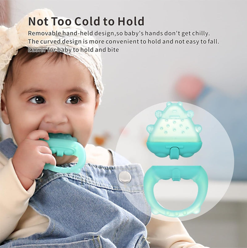 Baby Teether Toys,Water Fillable Baby Teething Relief,Cools & Massages Sore Gums,No Chill Handle,BPA-Free Silicone Teething Toys (Cyan)