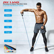 11 piece Resistance Band set,Resistance Tube with Foam Handles, Door Anchor for Exercise & Stretching, Suitable in Home & Gym Workout for Men & Women,Em-1835 - M