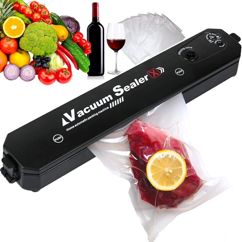 Vacuum Sealer with 10 Sealer Bag Vacuum Sealer Machine Automatic Food Vacuum Sealer for Food Savers Storage Household Black Food Sealer
