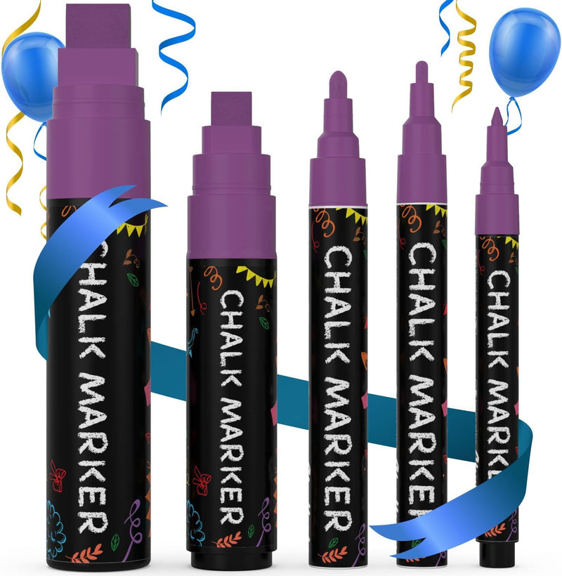 Chalkola 5 White Chalk Markers for Chalkboard Signs, Blackboard, Car Window, Bistro, Glass | 5 Variety Pack - Thin, Fine Tip, Bold & Jumbo Size Erasable Liquid Chalk Pens (1mm, 3mm, 6mm, 10mm, 15mm)