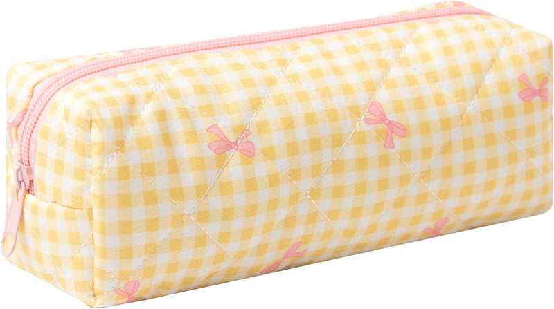 Cute Pencil Case Aesthetic Student Pouch Yellow Bow - Yellow Bow