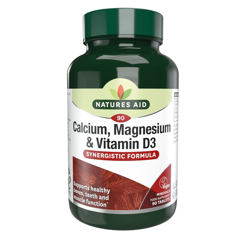 Natures Aid Calcium, Magnesium and Vitamin D3 | 60 Tablets | For the Maintenance of Normal Bones, Teeth, and Muscle Function | Suitable for Vegetarians and Vegans