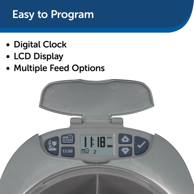 PetSafe 6 Meal Programmable Pet Food Dispenser, Automatic Dog and Cat Feeder ,Blue, (6 Cup/48 Ounce Capacity), 15.7x6.4x9.6 Inch (Pack of 1),PFD00-15956 - 6-Meal Feeder