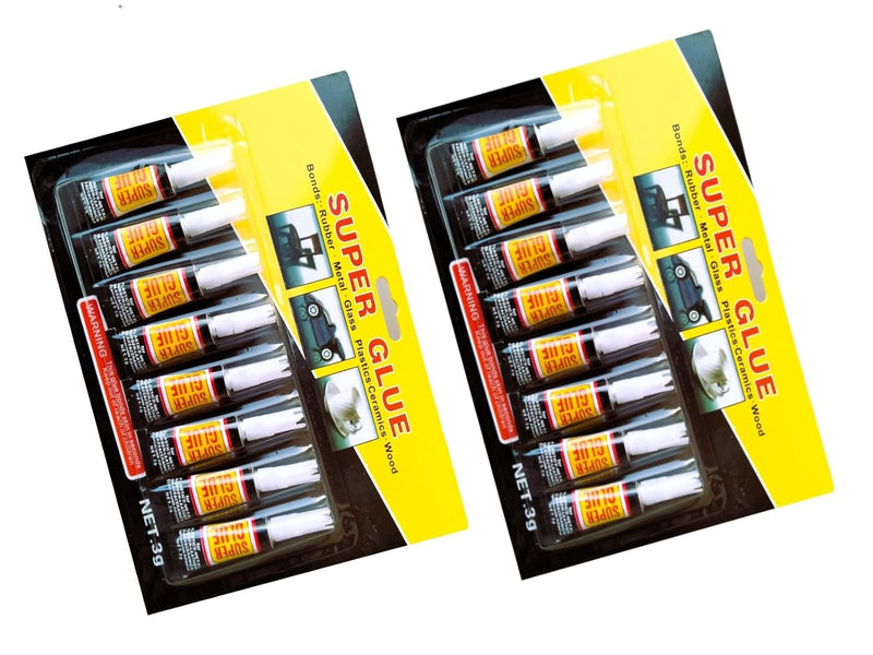 PRIMEBLY Super Glue, Instant Bonding | Pack of 2-16pc (3g Each) | Clear Color, Strong Adhesion | All-Purpose Fast-Drying Liquid Glue with Precision Applicator
