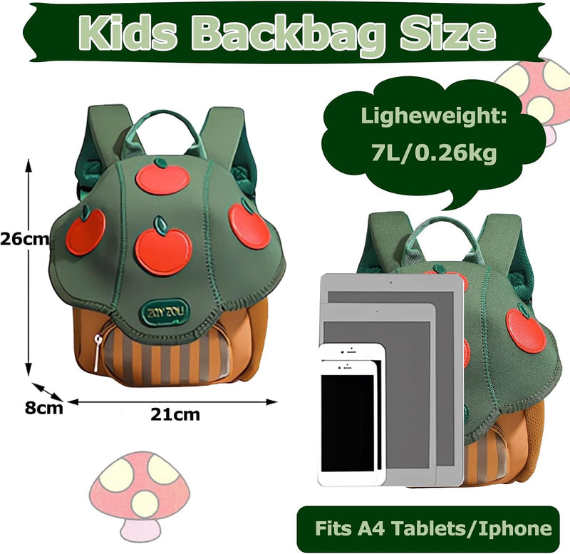 Children's School Bag, Cartoon Kindergarten Kids Snack Book Bag, Toddler Outing Backpack, Lightweight New Travel Bag - Green