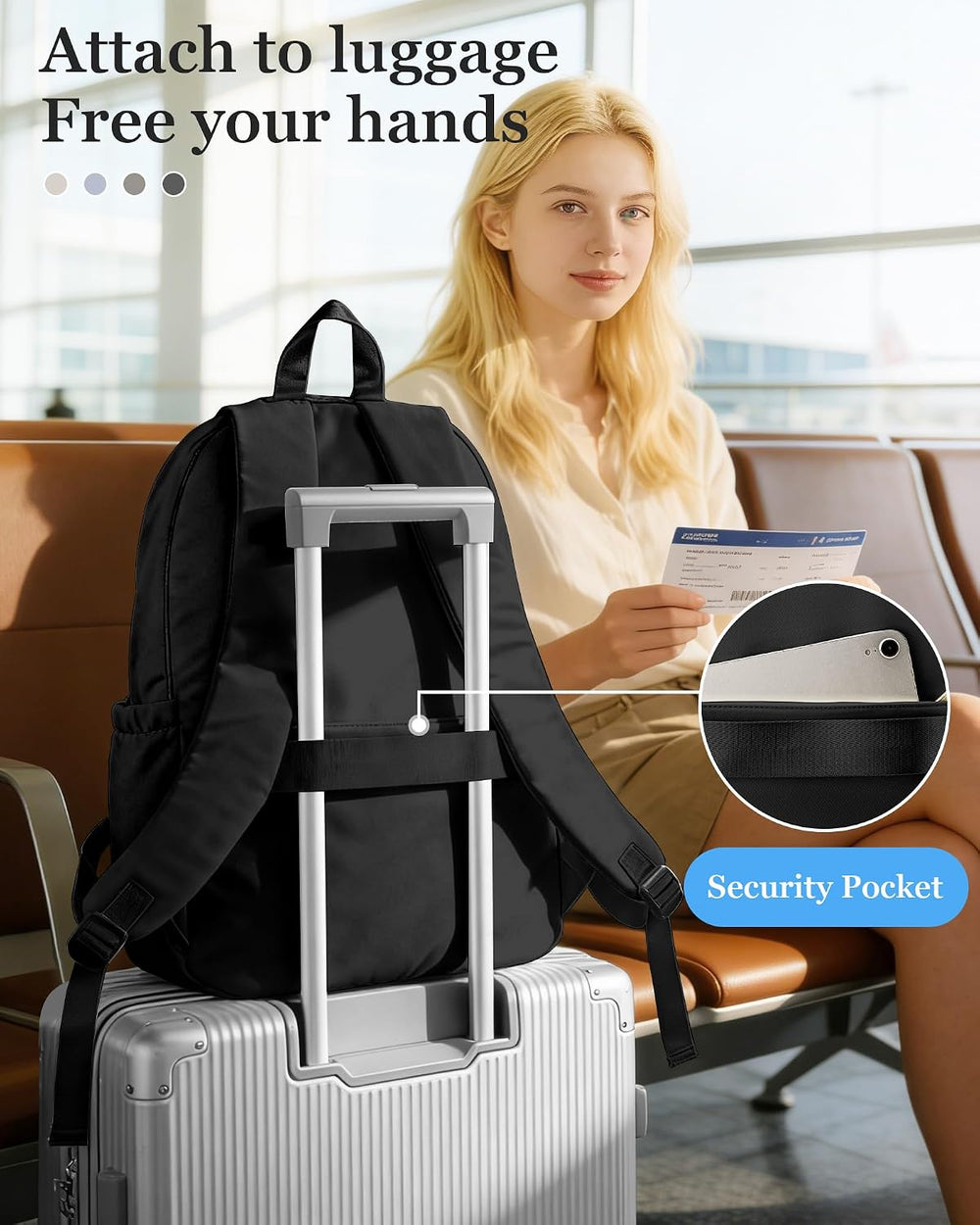 WEPOET Backpack Women Men School Backpack Large with Many Compartments Waterproof Backpack Lightweight for School Backpack Teenager Daypacks Backpack for Boys Girls, A1 black, Rucksack Backpacks