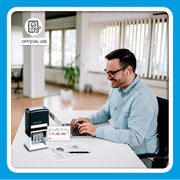 MARKQ Paid Stamp with Date, Self Inking Stamp for Office Business Supplies, Red Ink Date and Blue Text